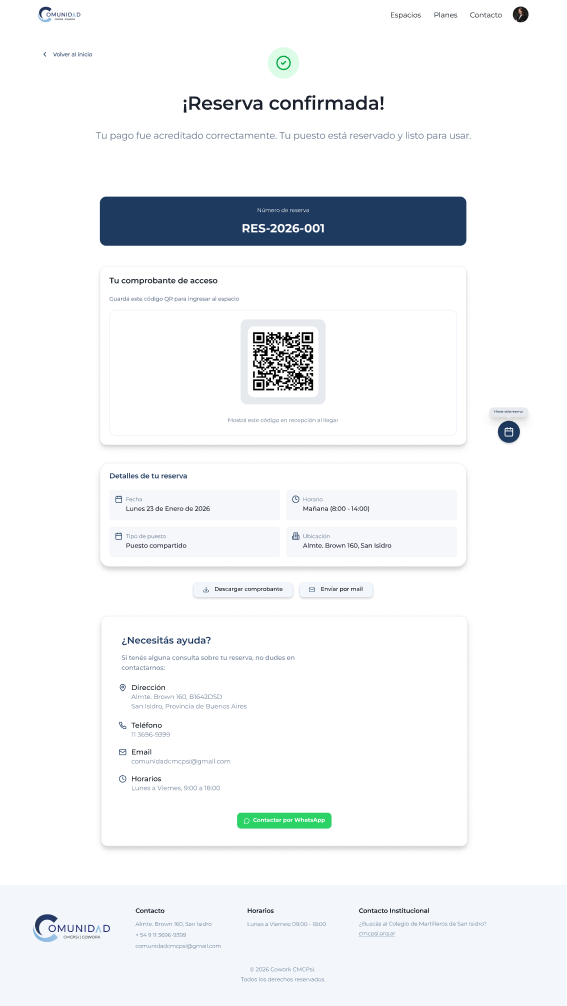 CMCPSI booking confirmation