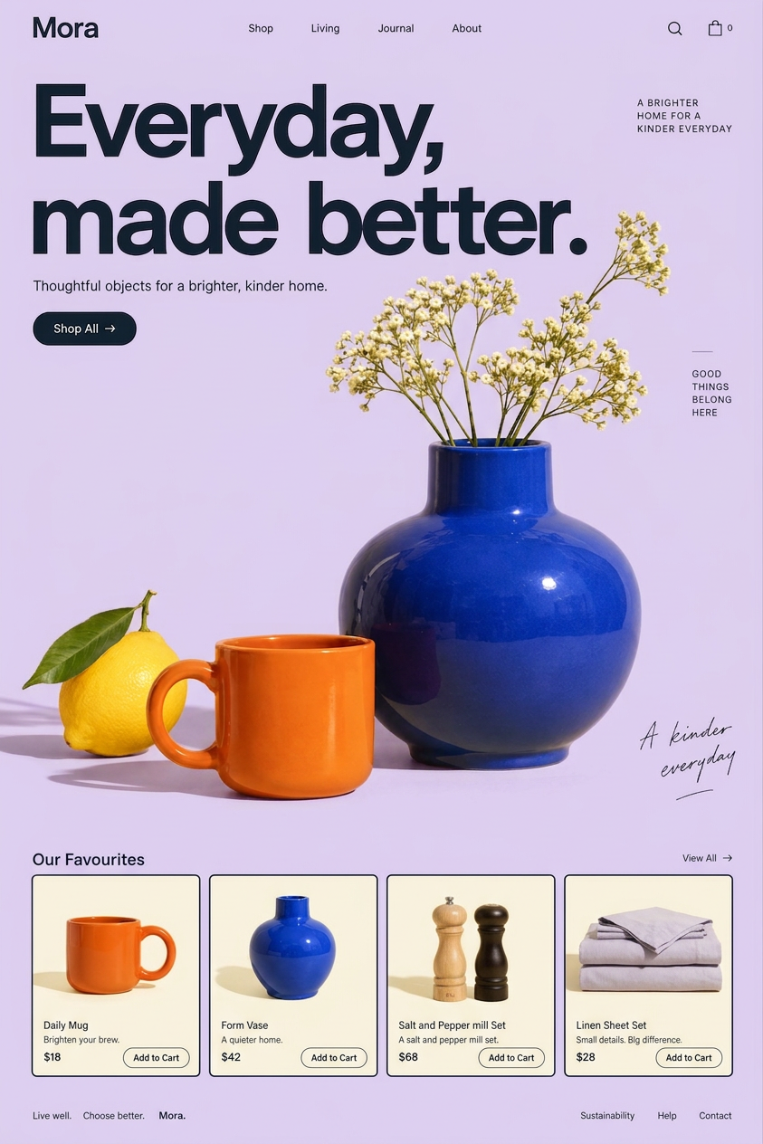 Mora homeware website concept
